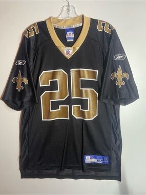 Vintage NFL New Orleans Saints #25 Reebok Black & Gold Jersey